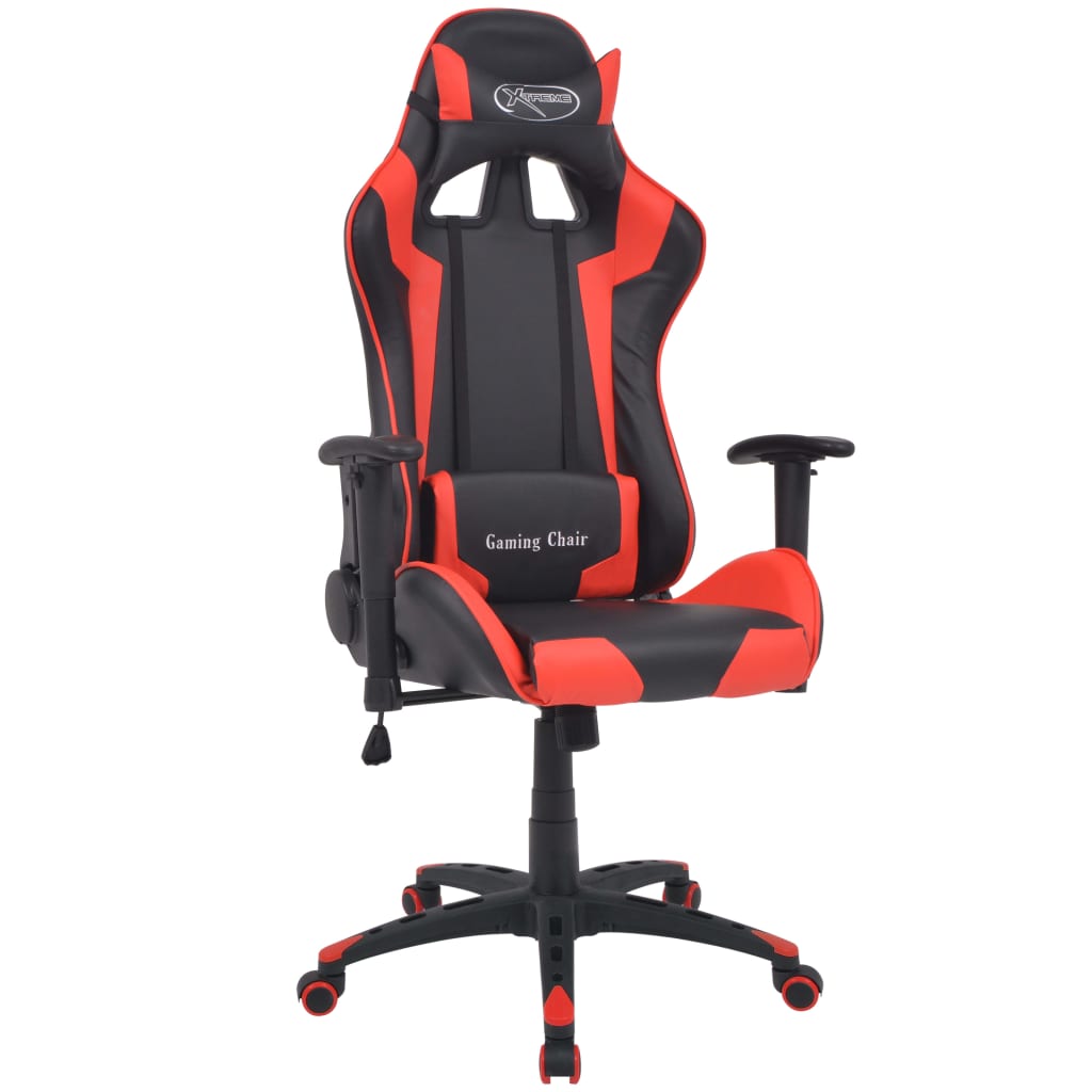 Silla De Escritorio Reclinable Racing De Cuero Artificial Roja
