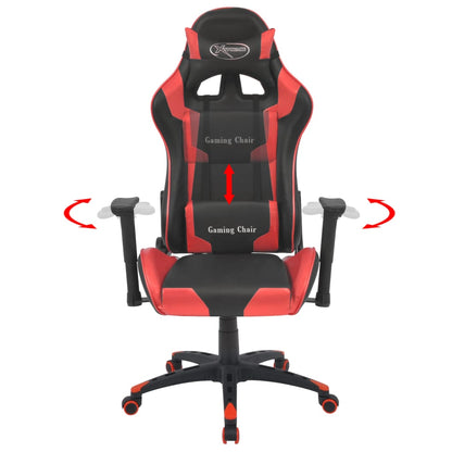Silla De Escritorio Reclinable Racing De Cuero Artificial Roja