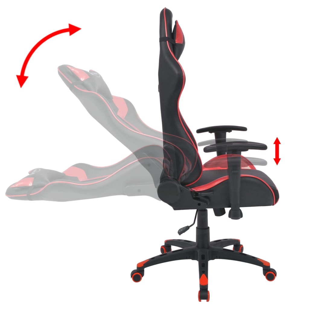 Silla De Escritorio Reclinable Racing De Cuero Artificial Roja