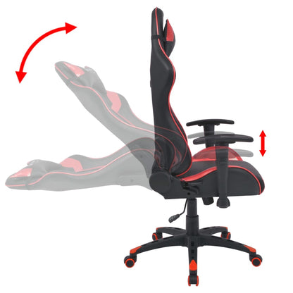 Silla De Escritorio Reclinable Racing De Cuero Artificial Roja