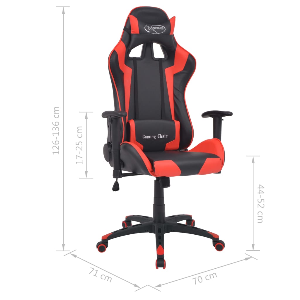 Silla De Escritorio Reclinable Racing De Cuero Artificial Roja