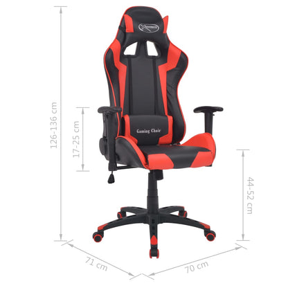 Silla De Escritorio Reclinable Racing De Cuero Artificial Roja