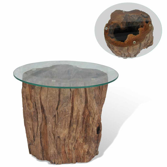 Mesa De Centro De Teca Y Vidrio 50X40 Cm