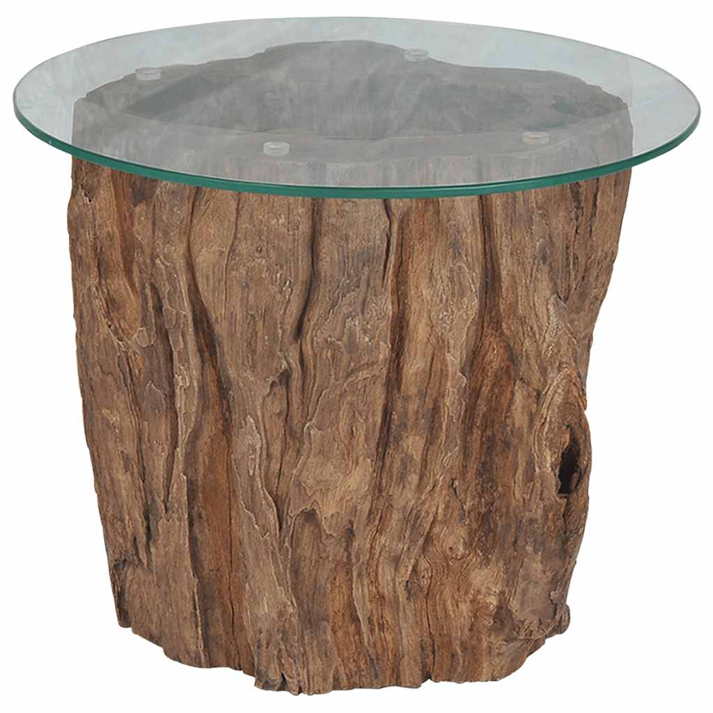 Mesa De Centro De Teca Y Vidrio 50X40 Cm