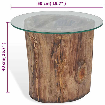 Mesa De Centro De Teca Y Vidrio 50X40 Cm