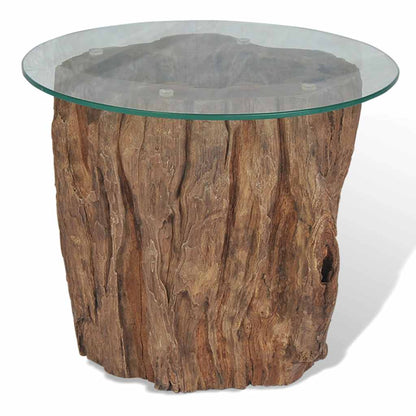 Mesa De Centro De Teca Y Vidrio 50X40 Cm