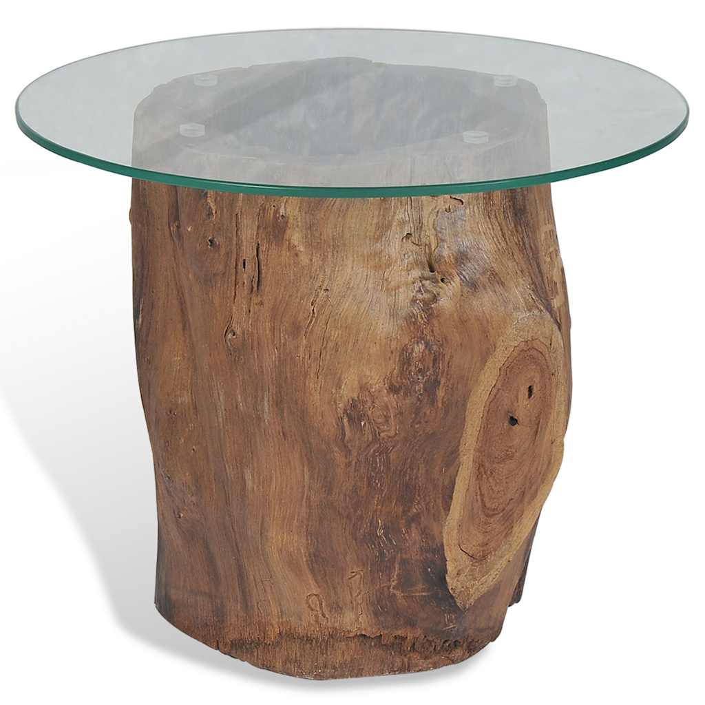 Mesa De Centro De Teca Y Vidrio 50X40 Cm