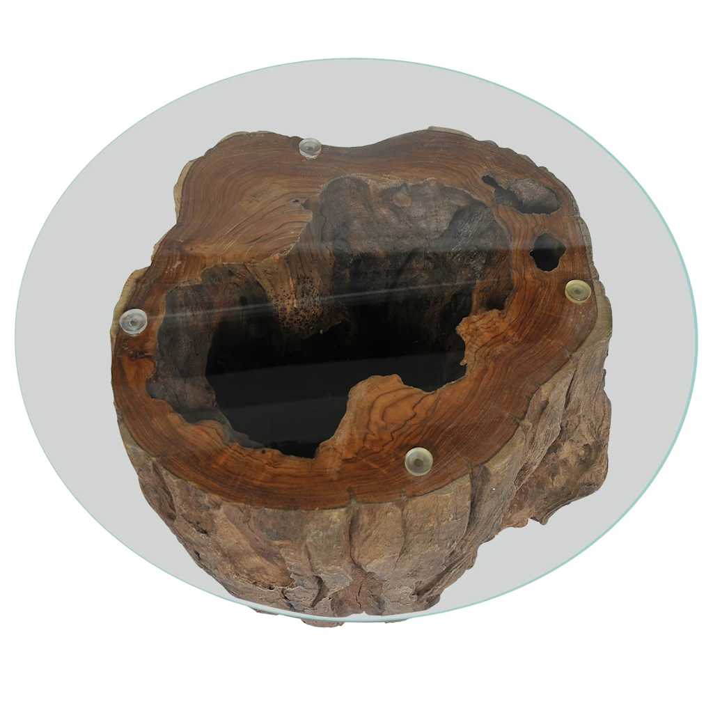 Mesa De Centro De Teca Y Vidrio 50X40 Cm