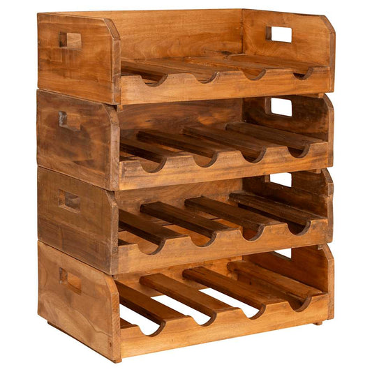 Botelleros Para 16 Botellas 4 Piezas Madera Maciza De Caoba