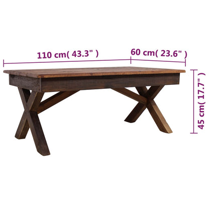 Mesa De Centro Madera Reciclada Mixta 110X60X45 Cm