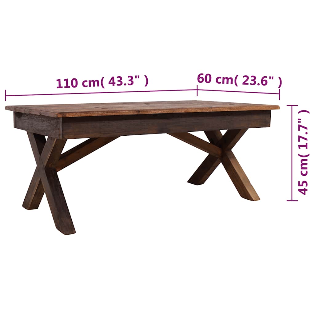 Mesa De Centro Madera Reciclada Mixta 110X60X45 Cm