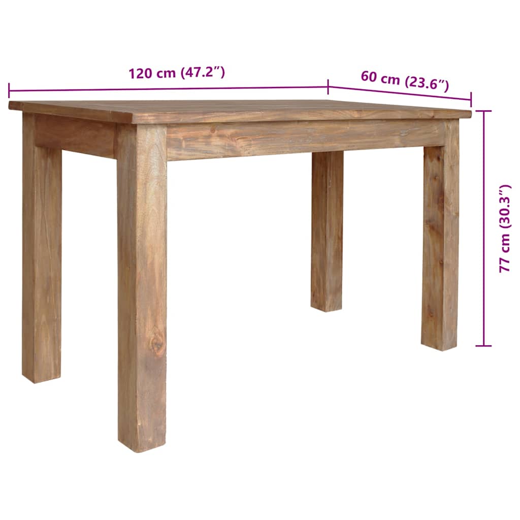 Mesa De Comedor De Madera Maciza De Caoba 120X60X77 Cm