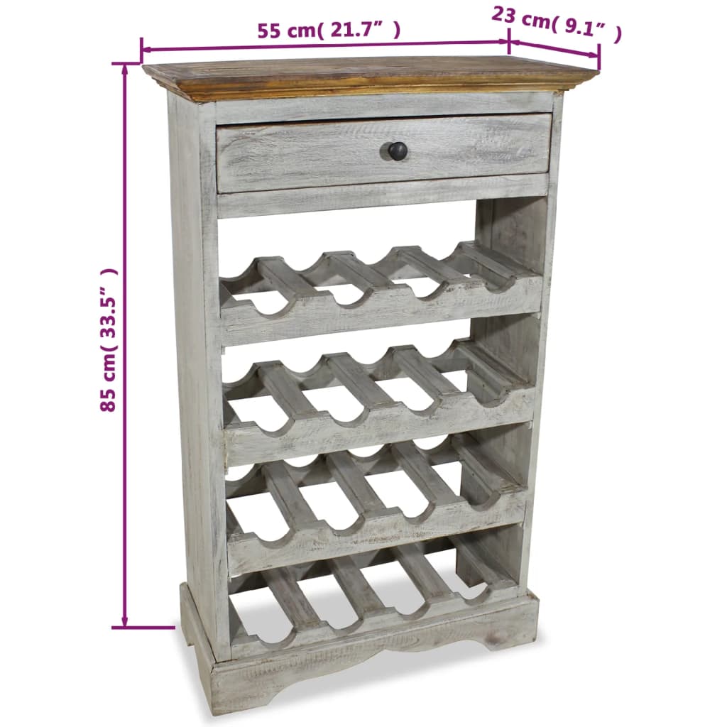 Botellero De Madera Maciza De Caoba 55X23X85 Cm