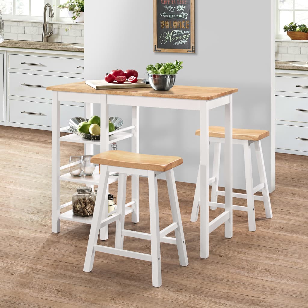 Conjunto De Mesa Alta De Cocina 3 Piezas Mdf