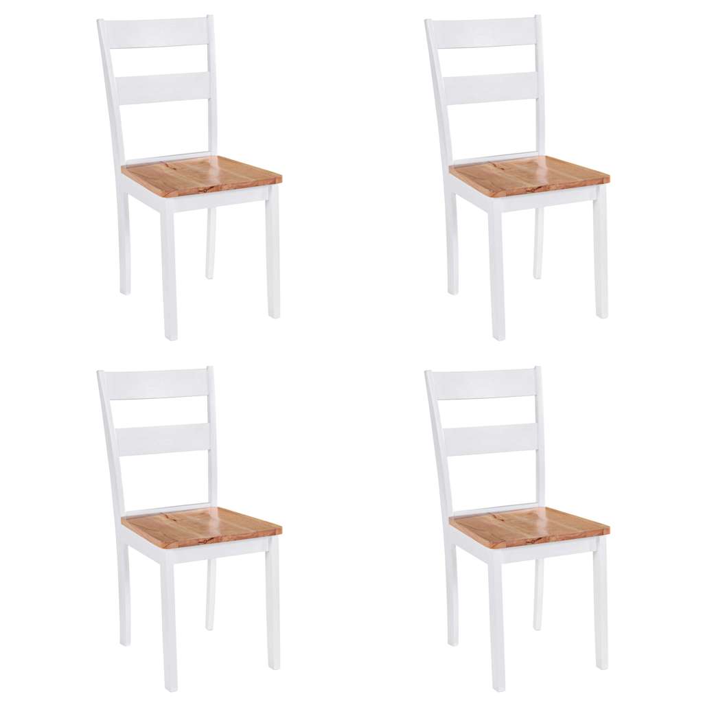 Sillas De Comedor 4 Unidades Madera Maciza De Caucho Blanco