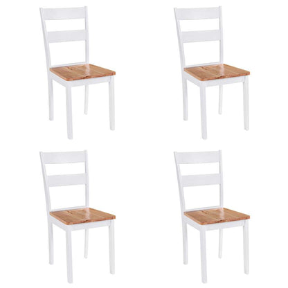 Sillas De Comedor 4 Unidades Madera Maciza De Caucho Blanco