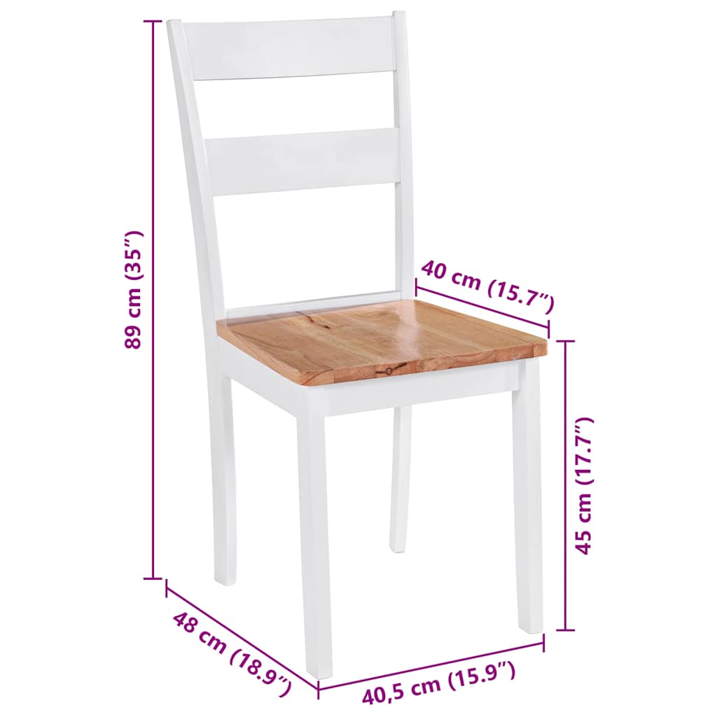 Sillas De Comedor 4 Unidades Madera Maciza De Caucho Blanco