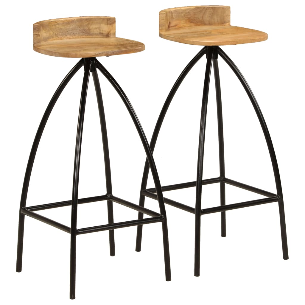 Taburetes De Barra De Cocina 2 Unidades Madera Maciza De Mango