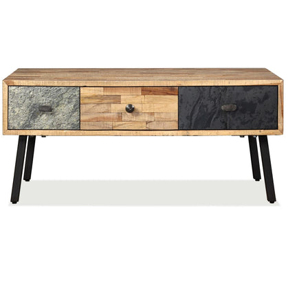 Mesa De Centro De Teca Maciza Reciclada 90X65X40 Cm