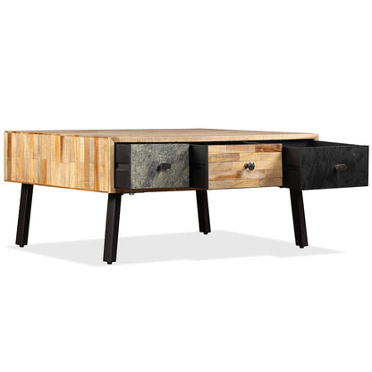Mesa De Centro De Teca Maciza Reciclada 90X65X40 Cm