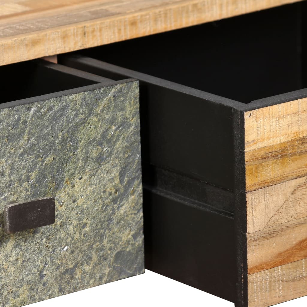 Mesa De Centro De Teca Maciza Reciclada 90X65X40 Cm