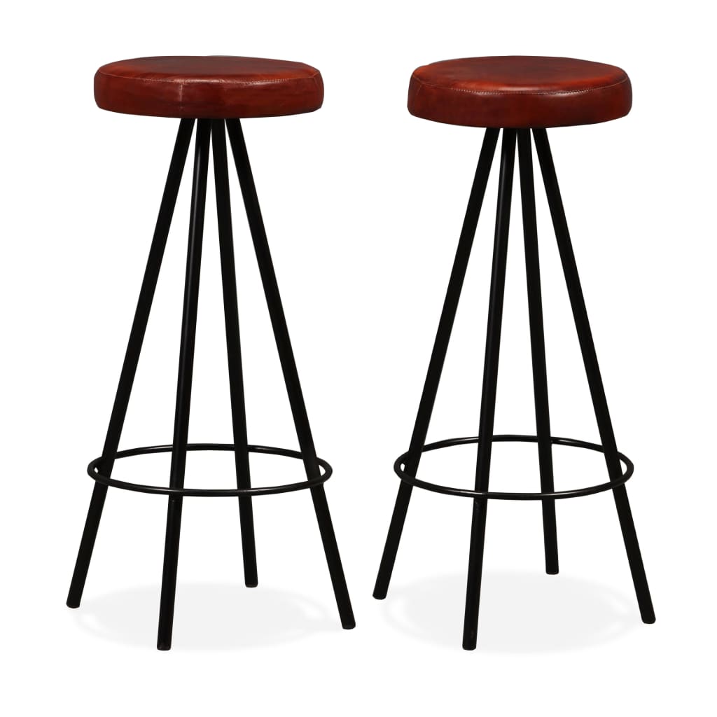 Taburetes De Barra De Cocina 4 Unidades Cuero Auténtico