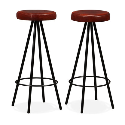 Taburetes De Barra De Cocina 4 Unidades Cuero Auténtico