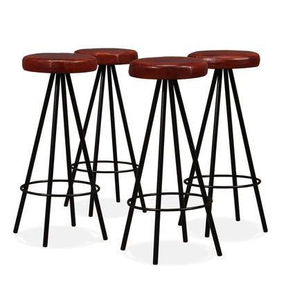 Taburetes De Barra De Cocina 4 Unidades Cuero Auténtico