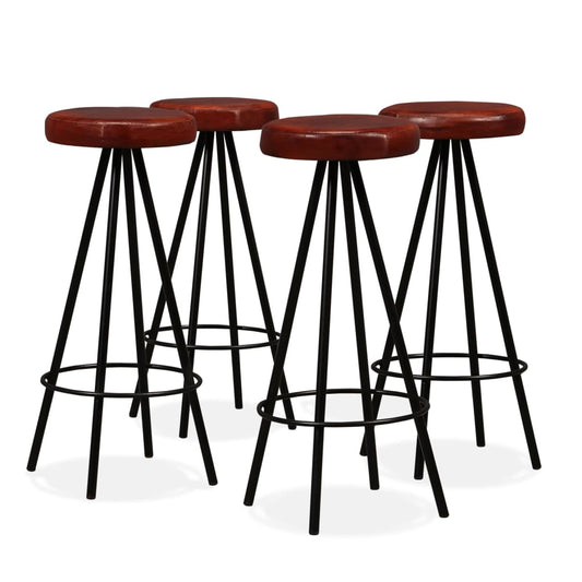 Taburetes De Barra De Cocina 4 Unidades Cuero Auténtico