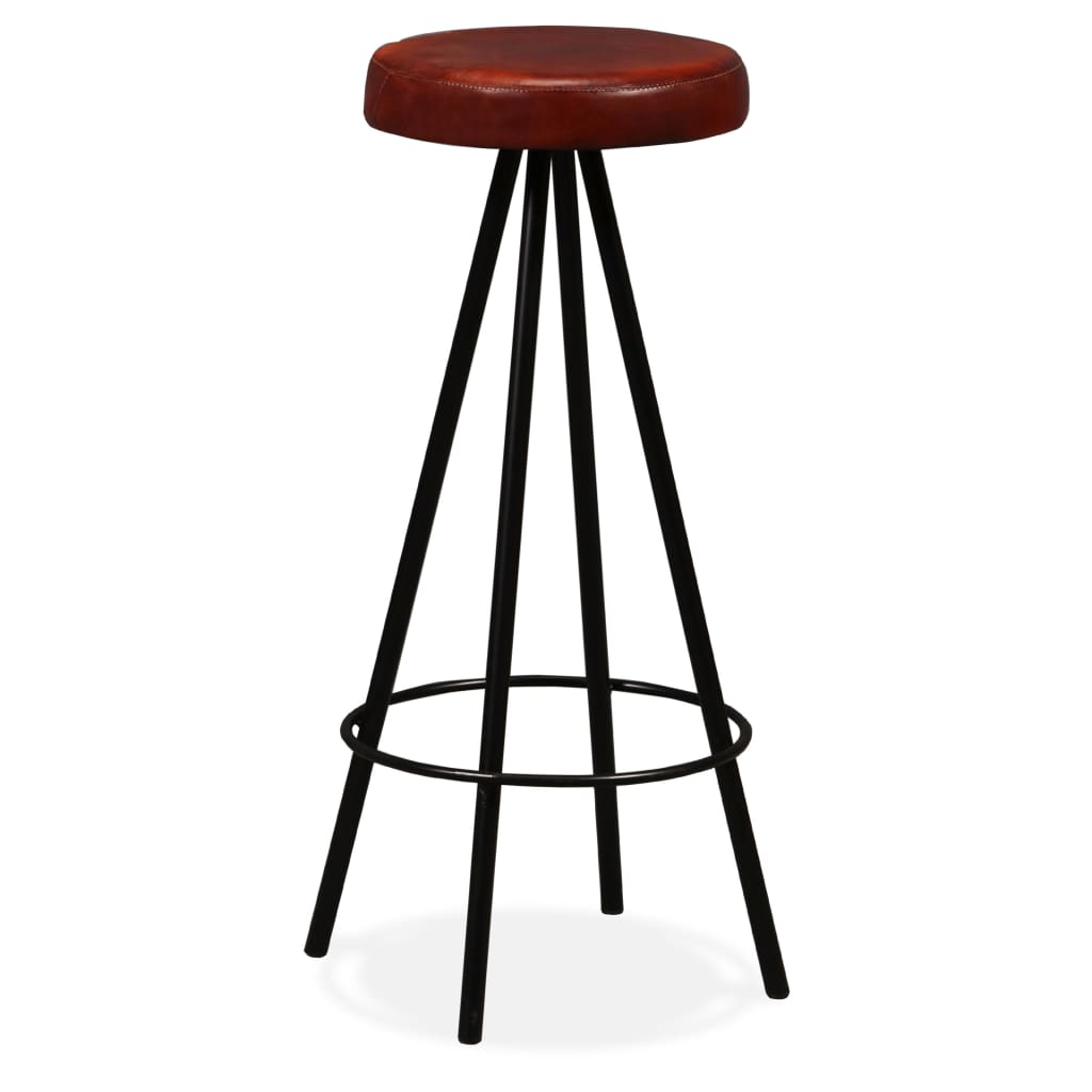 Taburetes De Barra De Cocina 4 Unidades Cuero Auténtico