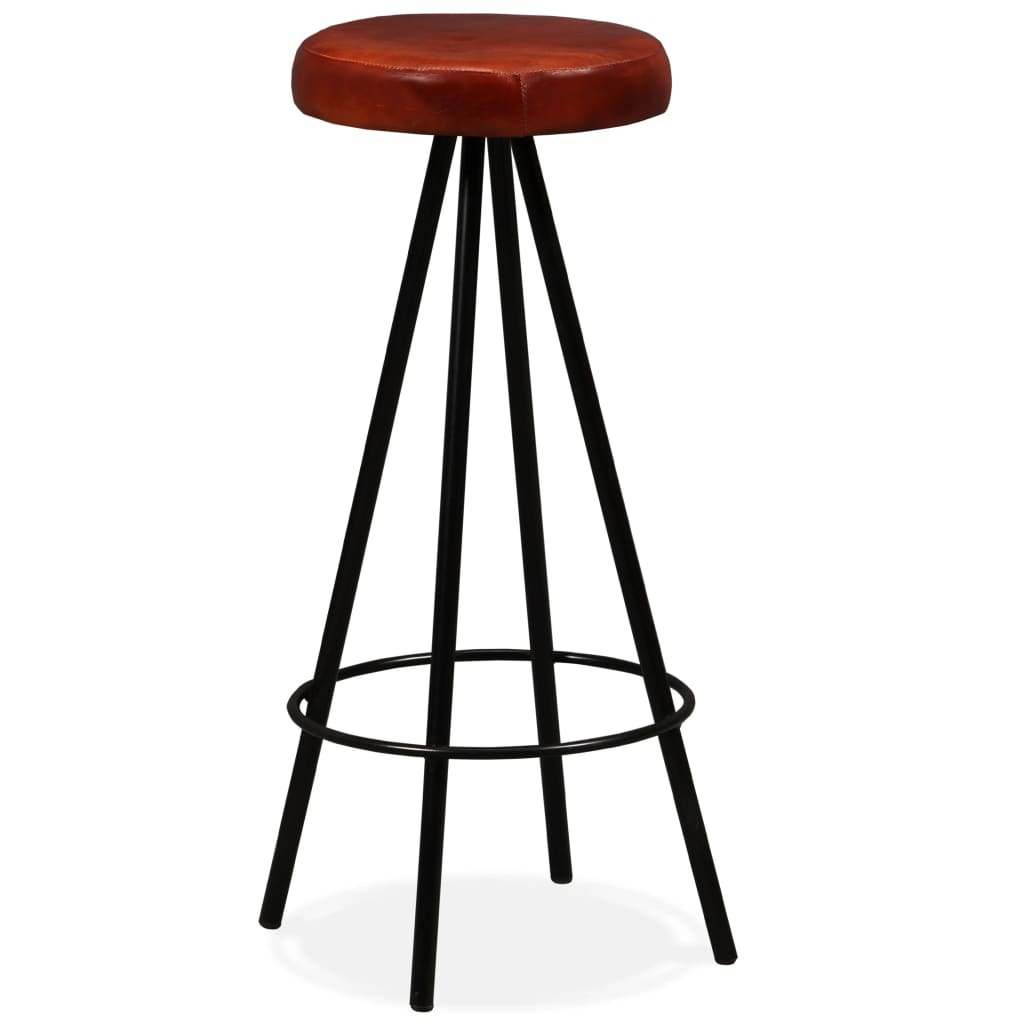 Taburetes De Barra De Cocina 4 Unidades Cuero Auténtico