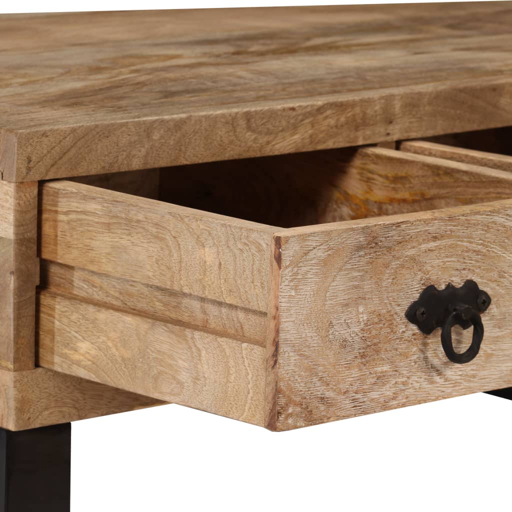 Mesa De Centro Con 3 Cajones Madera Maciza De Mango 90X50X35 Cm