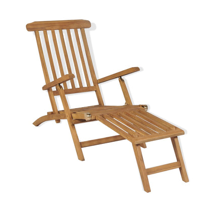 Tumbona Con Reposapiés Y Mesita Madera Maciza De Teca