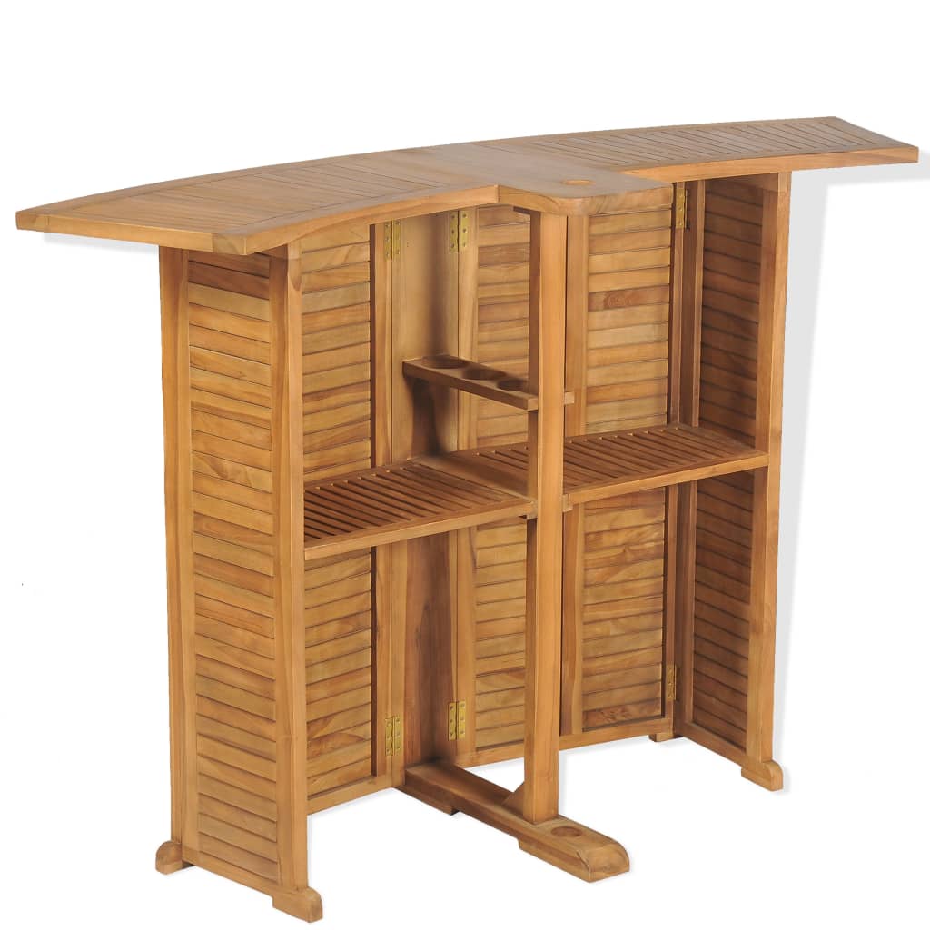 Mesa De Bar Plegable De Madera Teca Maciza 155X53X105 Cm