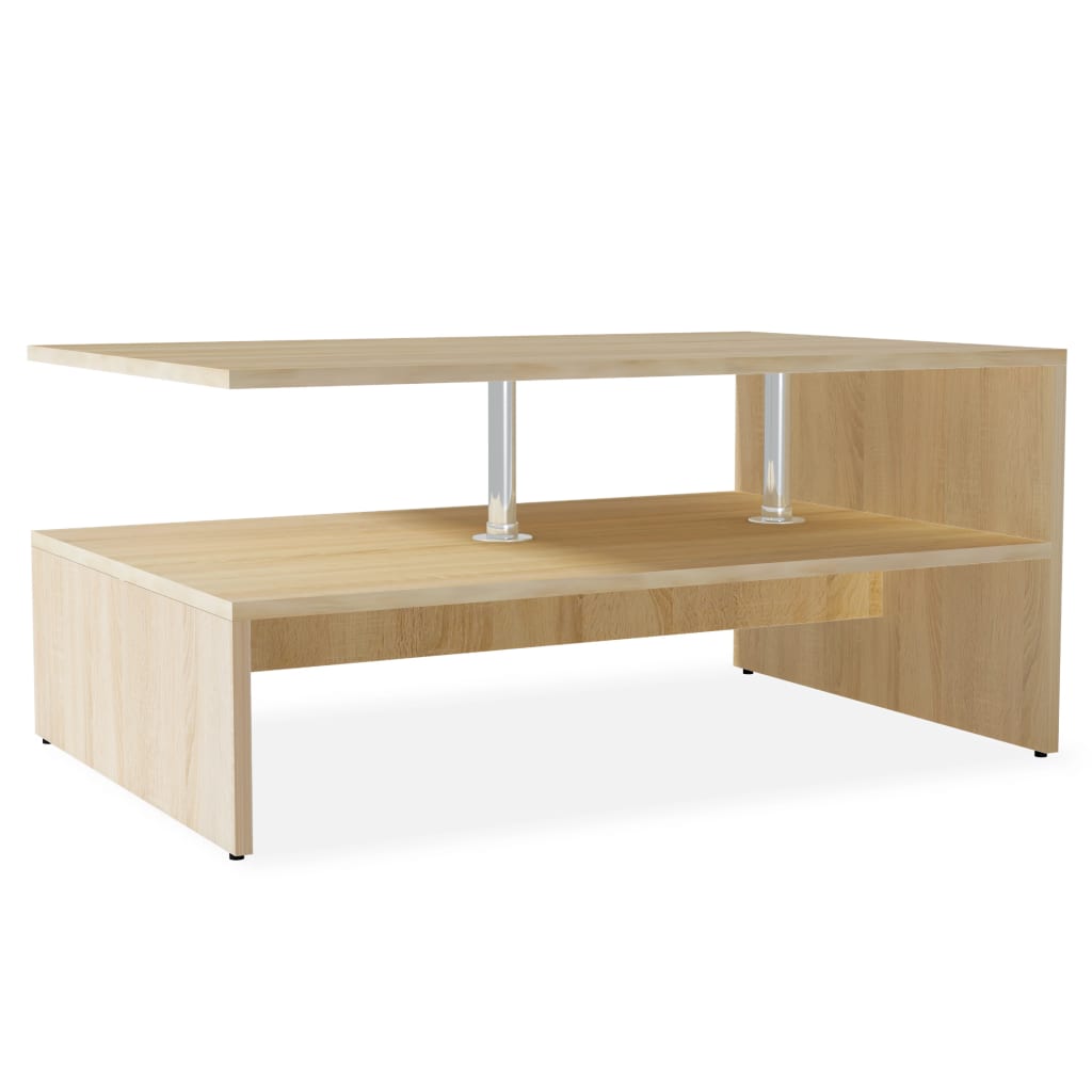 Mesa De Centro De Madera De Ingeniería Blanca 90X59X42 Cm