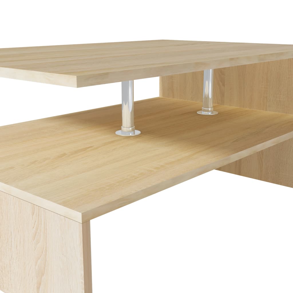 Mesa De Centro De Madera De Ingeniería Blanca 90X59X42 Cm