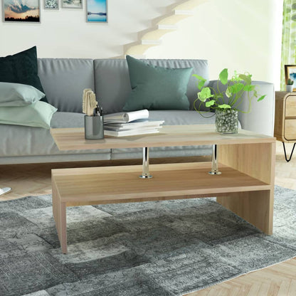 Mesa De Centro De Madera De Ingeniería Blanca 90X59X42 Cm