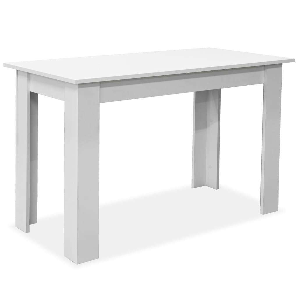 Mesa De Comedor Y Bancos 3 Piezas Madera Contrachapada Blanca