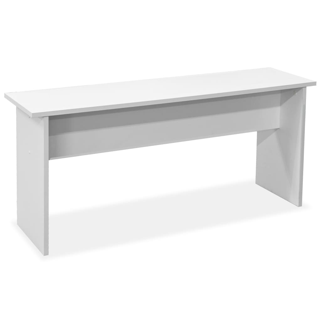 Mesa De Comedor Y Bancos 3 Piezas Madera Contrachapada Blanca