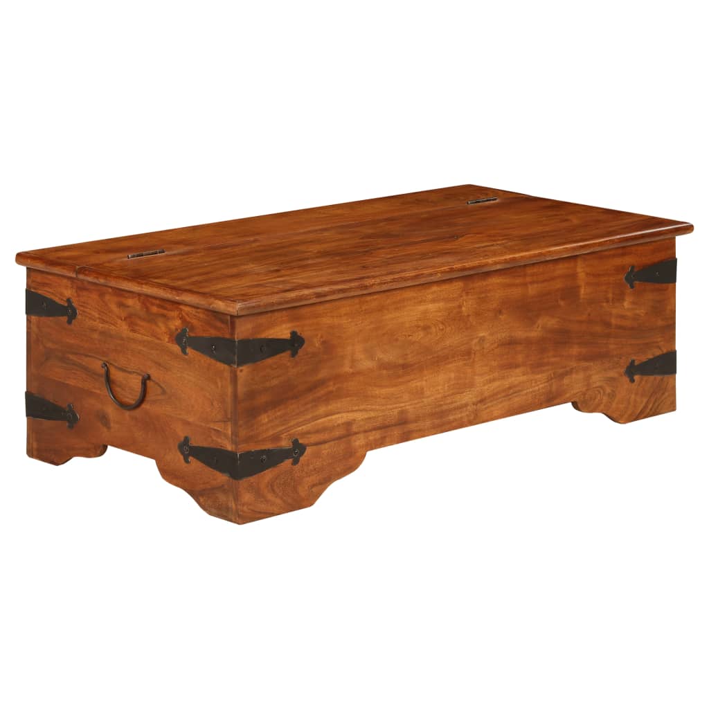 Mesa De Centro Madera Maciza Acacia Acabado Miel