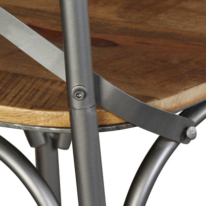 Sillas De Comedor 6 Uds Madera De Mango Respaldo Acero Cruzado