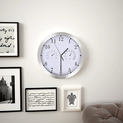 Reloj De Pared De Cuarzo Higrómetro Y Termómetro 30 Cm