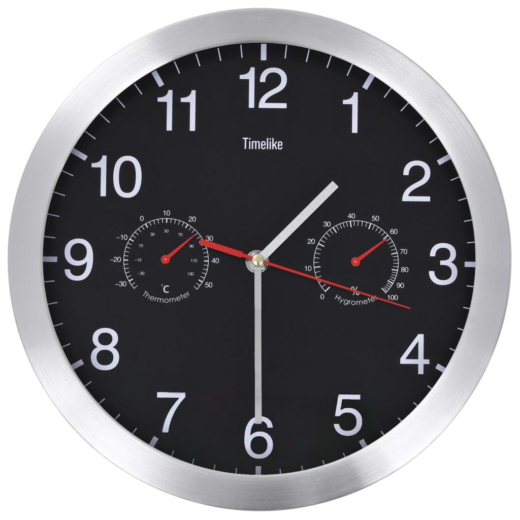 Reloj De Pared De Cuarzo Higrómetro Y Termómetro 30 Cm