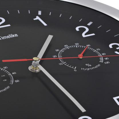 Reloj De Pared De Cuarzo Higrómetro Y Termómetro 30 Cm