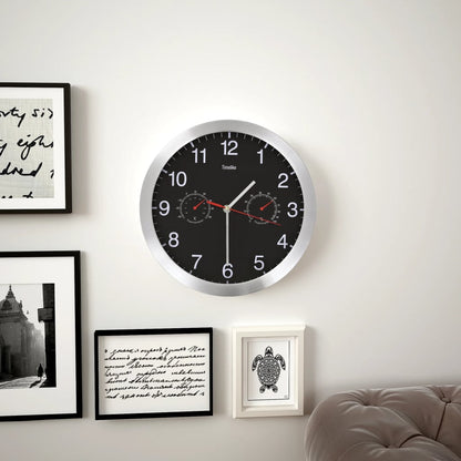 Reloj De Pared De Cuarzo Higrómetro Y Termómetro 30 Cm
