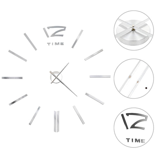 Reloj De Pared 3D Con Diseño Moderno 100 Cm Xxl Plateado