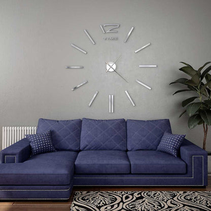 Reloj De Pared 3D Con Diseño Moderno 100 Cm Xxl Plateado