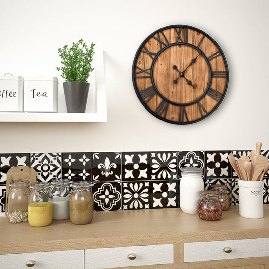 Reloj De Pared Vintage Movimiento Cuarzo Madera Metal 60 Cm Xxl