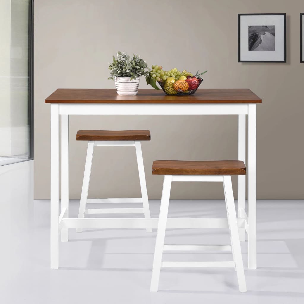 Set De Mesa Y Taburete De Bar 3 Piezas Madera Maciza