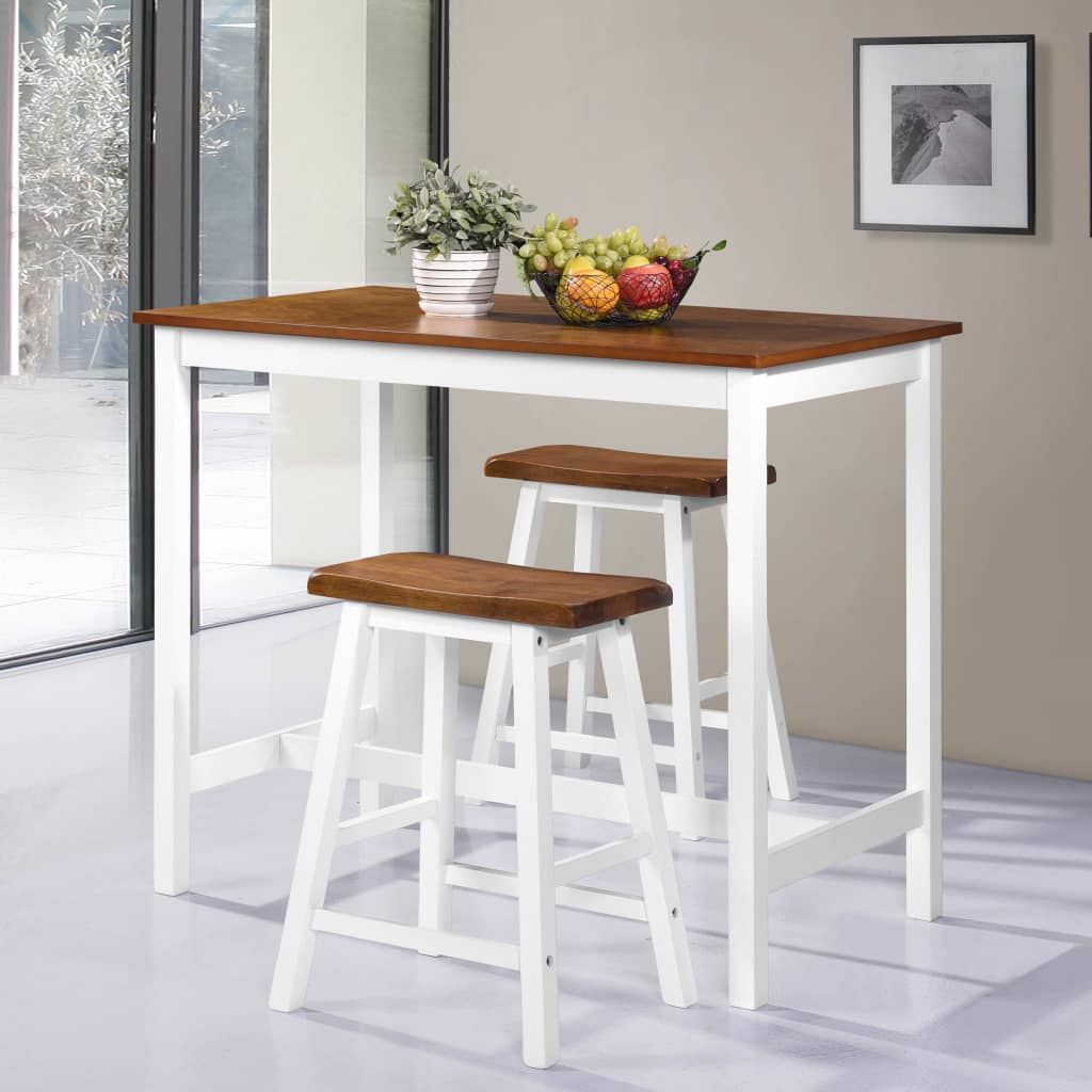 Set De Mesa Y Taburete De Bar 3 Piezas Madera Maciza